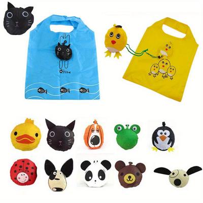 Animali Carino Cane Utile Nylon Pieghevole Pieghevole Eco Riutilizzabile Borse per la Spesa Cartone Animato Eco Borsa Tote Portatile da Viaggio Borsa a Spalla