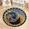 Vintage Prague Astronomical Clock Round Rug Medieval Astrology Zodiac Non-Slip Carpet for Gothic Steampunk Home Decor mat