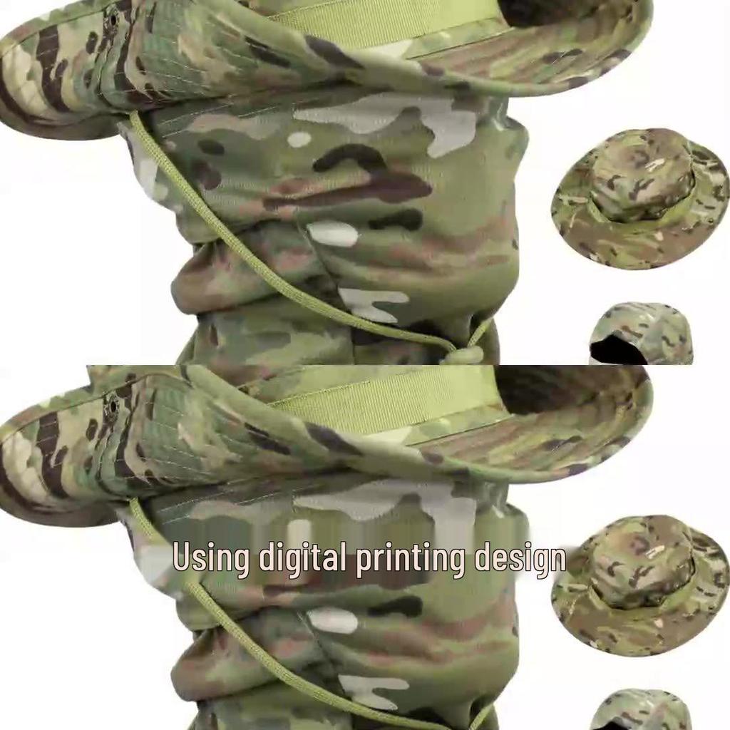 Camouflage Rundkrempenhut & Sturmhauben-Set: Sonnenschutz für den Sommer-Bergsteigen