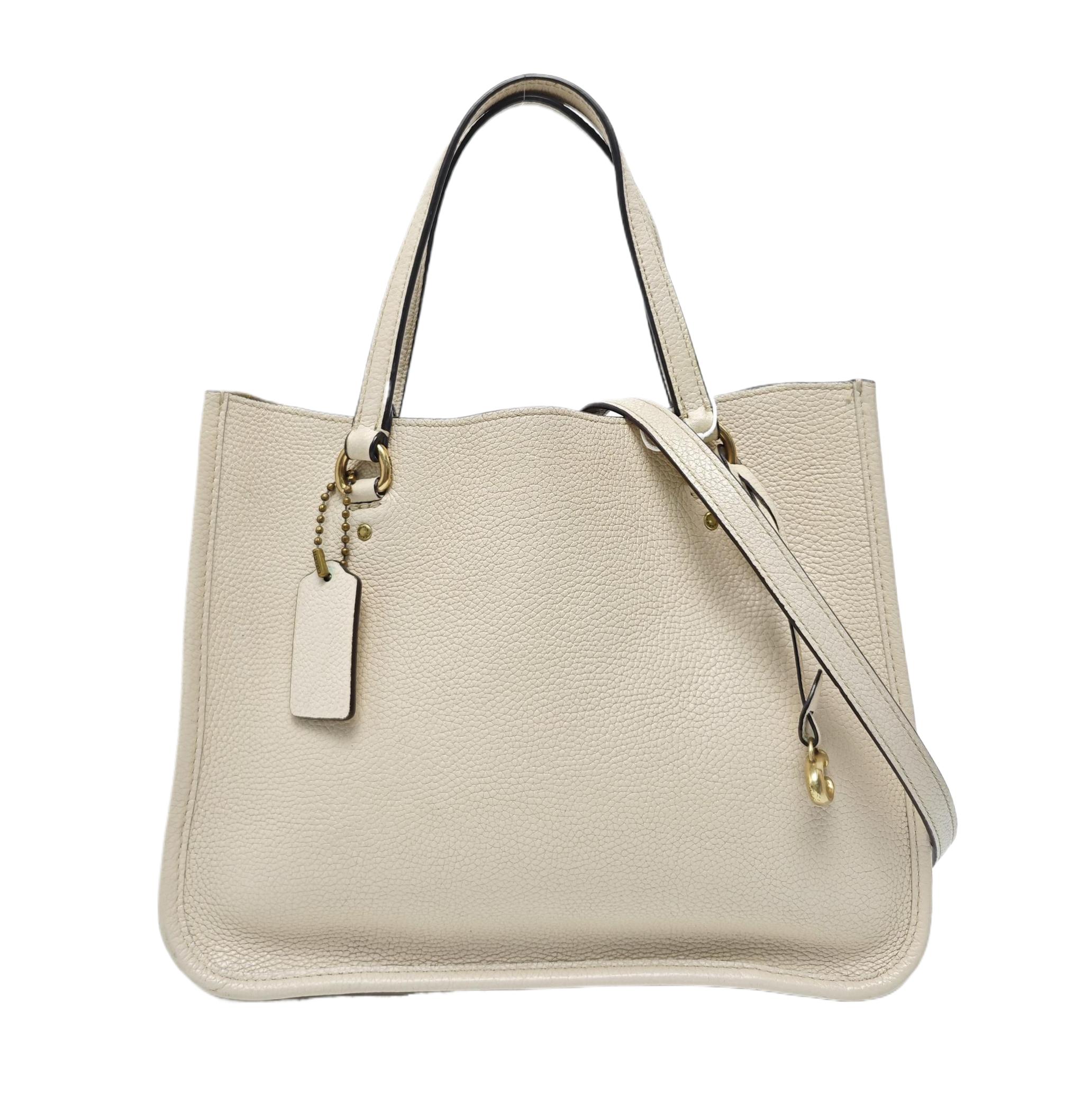 [Pre-Owned] Tyler Carryall White Leather Handbag With Gold Hardware - Good #1B4L0LS ONE SIZE