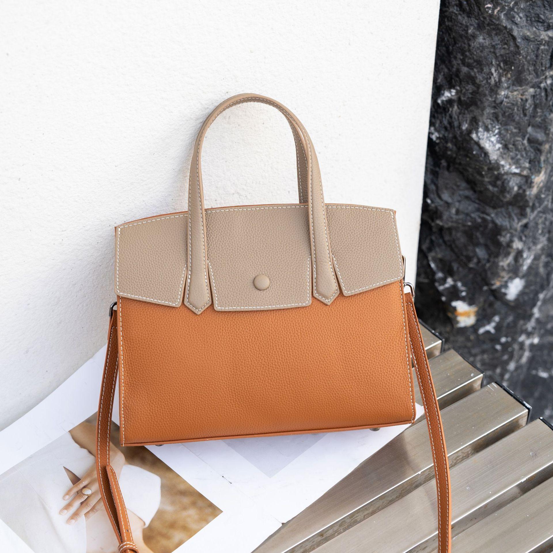 

Сумка из коровьей кожи, сумка кросс-боди квадратной формы, популярная модная контрастных цветов, нишевая женская, на одно плечо, практичная, портативная