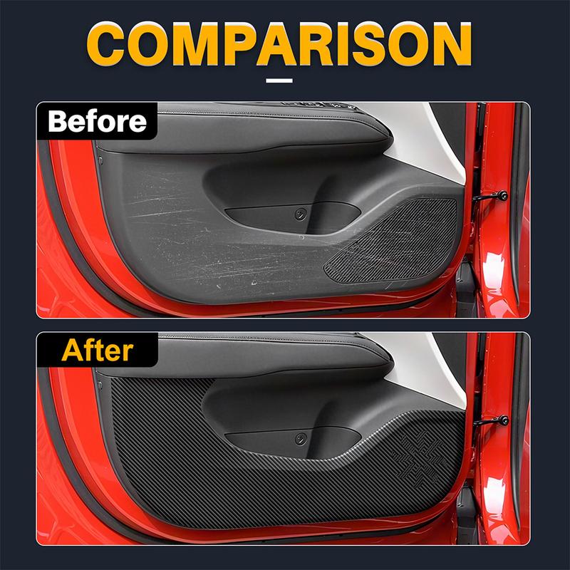 Door Anti-kick Pad For For Hyundai Tucson    2024 2025 2026 LHD RHD Car Leather Carbon Mat Interior Trim Accessories