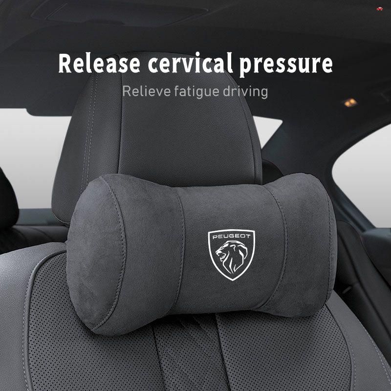 Car Seat Safety Headrest Pad Auto Logo Neck Pillow For Peugeot 5008 408 t 308 Landtrek 208 2008 3008 Rifter 508 301 108 608 4008