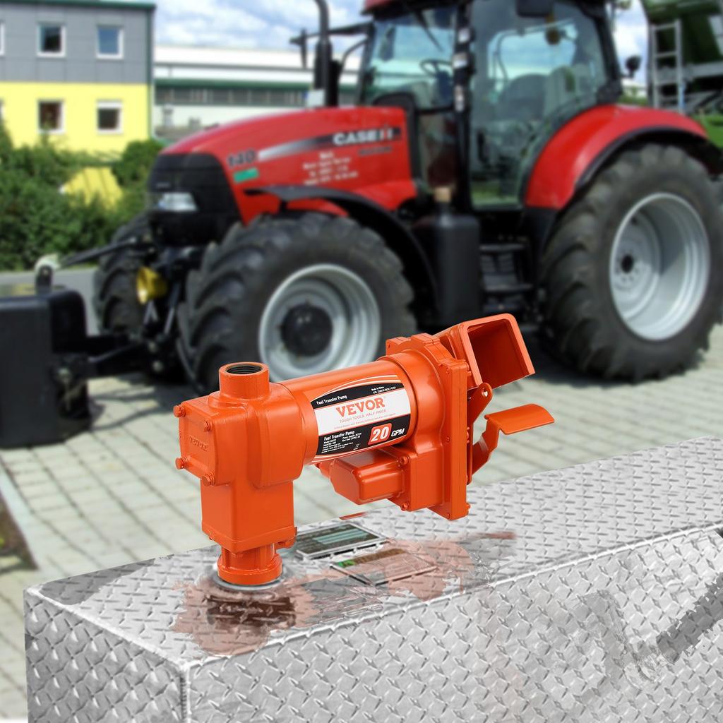 VEVOR Fuel Transfer Pump, 12V DC 20 GPM 1/4 HP, High Flow Cast Iron Gasoline Extractor Pump with Fuel Collection Box Design for Gasoline, Diesel