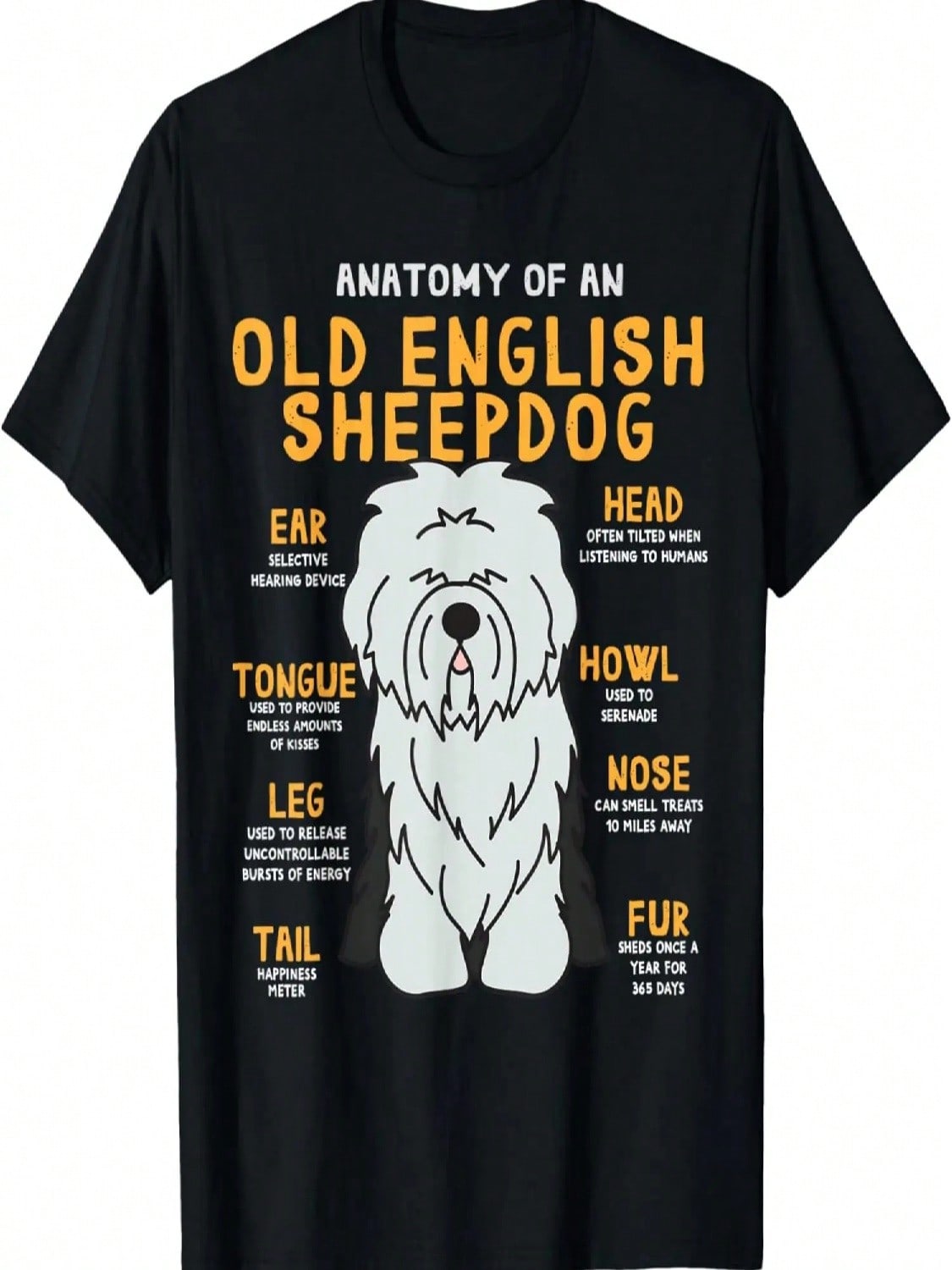 Old English Sheepdog Anatomy Funny Dog Mom Dad T-Shirt S разноцветный