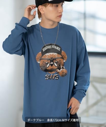 IMPROMES Casual SIDEWAYSTANCE Cheese Bear Long Sleeve T-Shirt, Men's, Black