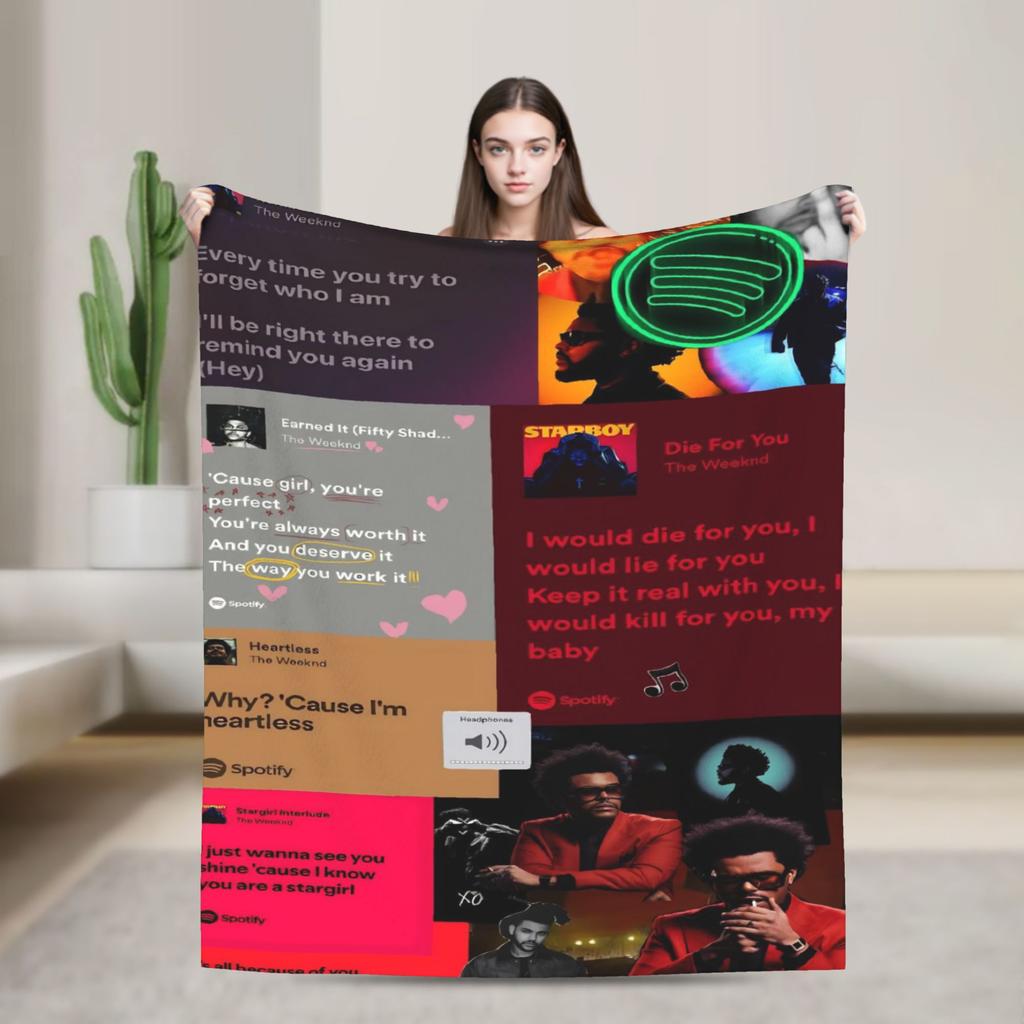 The Weeknds Rapper Singer Flannel Blanket New Album Hurry Up Tomorrow Warm Soft Throw Blanket for Bedspread Sofa Bed Cover