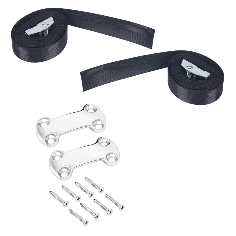 Deck Mount Ice Chest Securing Tie Down Kit with Buckle Straps, 2m Nylon Webbing and Stainless Steel Hardware