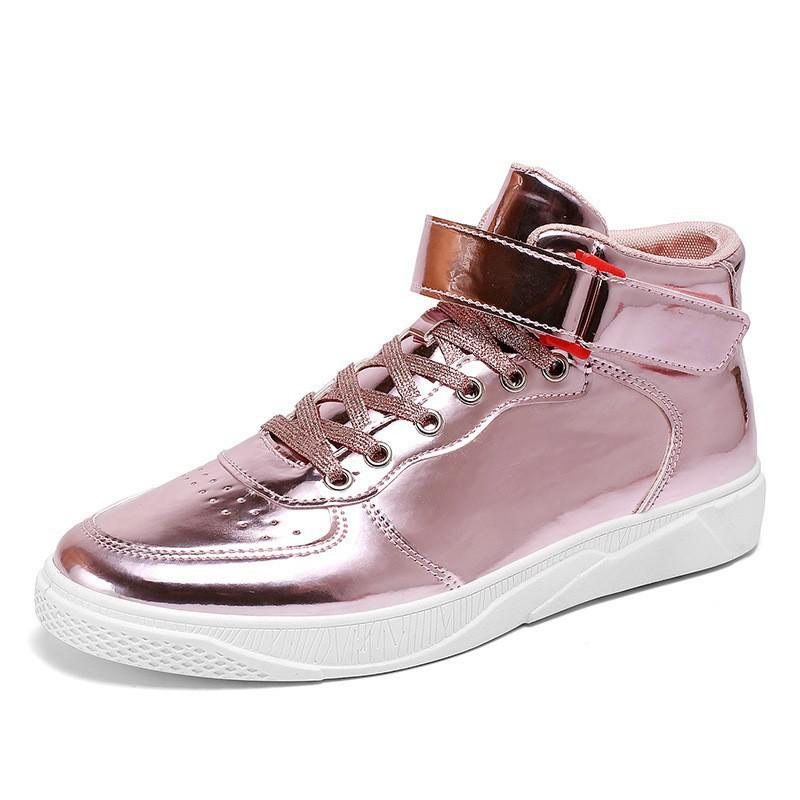 Large size men's shoes 2025 spring new mirror board shoes youth trend student high top sports and leisure shoes