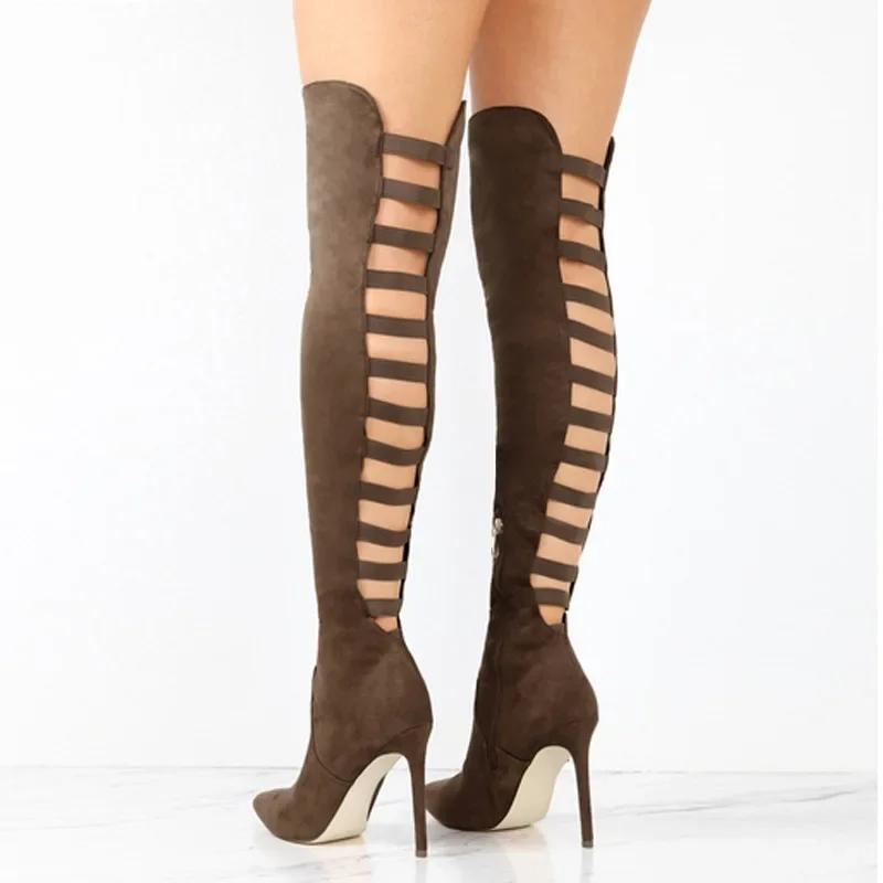 Fashion Sexy Black Women's Long Boots Women Autumn Heels Shoes Over The Knee Thigh High Heel Boots Female Woman Summer Stretch Boot 10cm