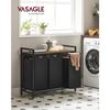 VASAGLE Laundry Basket, Laundry Hamper, Laundry Sorter with 3 Pull-Out and Removable Bags, 1 Storage Shelf, 38L Capacity per Bag, for Bathroom