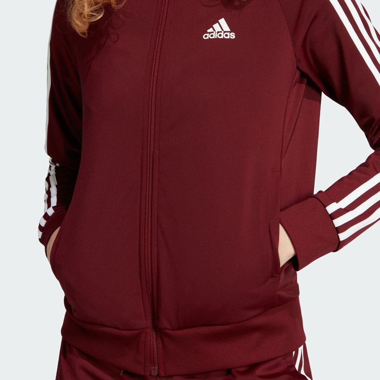 Adidas Primegreen Essentials Track Jacket Color Block Retro Stand Collar Sports Casual Jacket Women Jacket Dark-Red IM2827