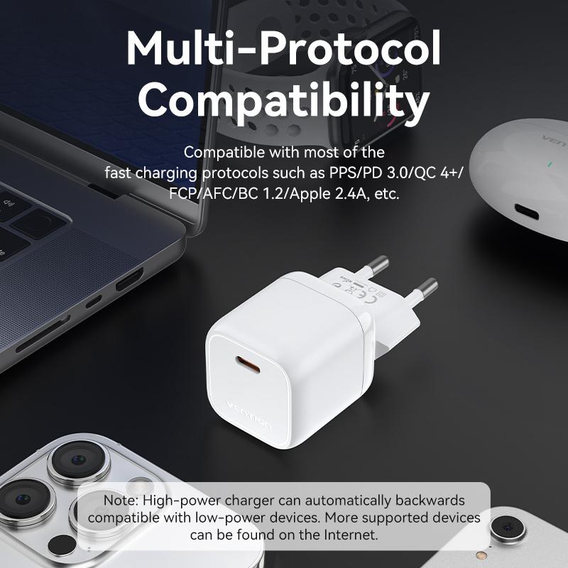 Vention 30W GaN Charger for iPhone 14 13 12 Pro Max USB Type C Charger for iPad Pro Xiaomi Huawei Samsung Fast Phone PD Charger