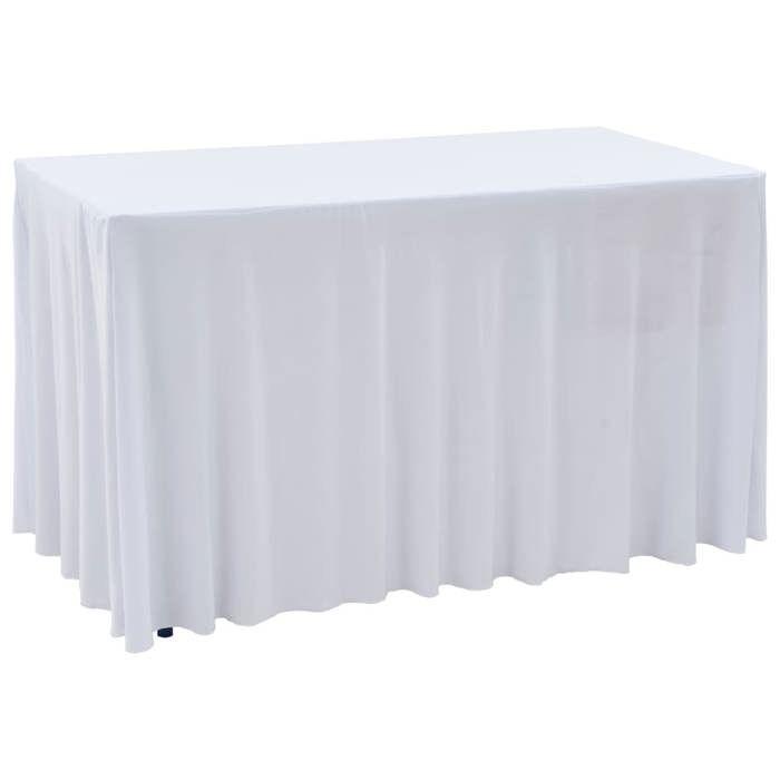 VidaXL Nappes élastiques de table avec jupon 2 pcs 183x76x74cm Blanc