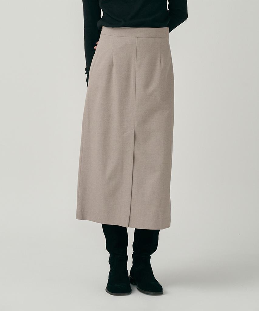 MOTT Autumn Wool Basic Slit Skirt - Oatmeal