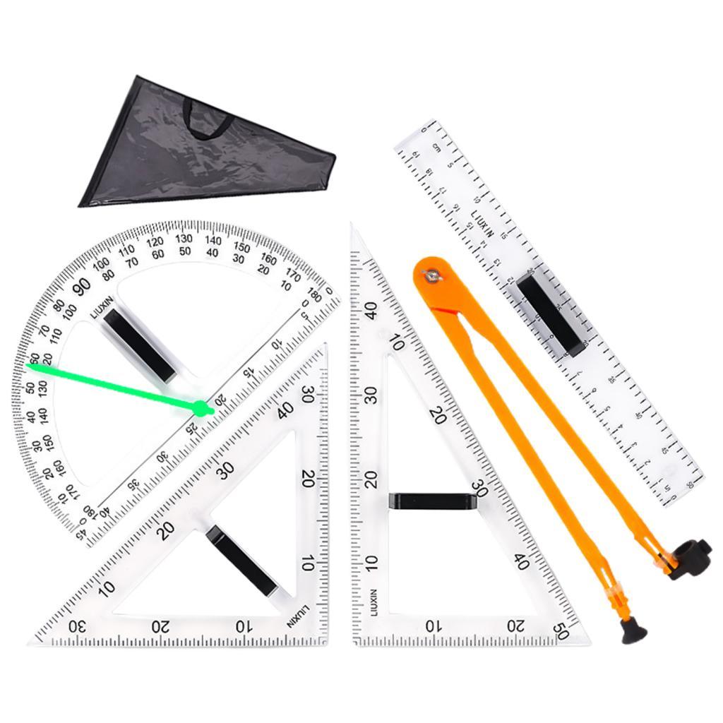 Large Math Geometry Rulers Plastic Geometry Tool for Blackboard White Board Teachers Class Geometry Math Set 40cm
