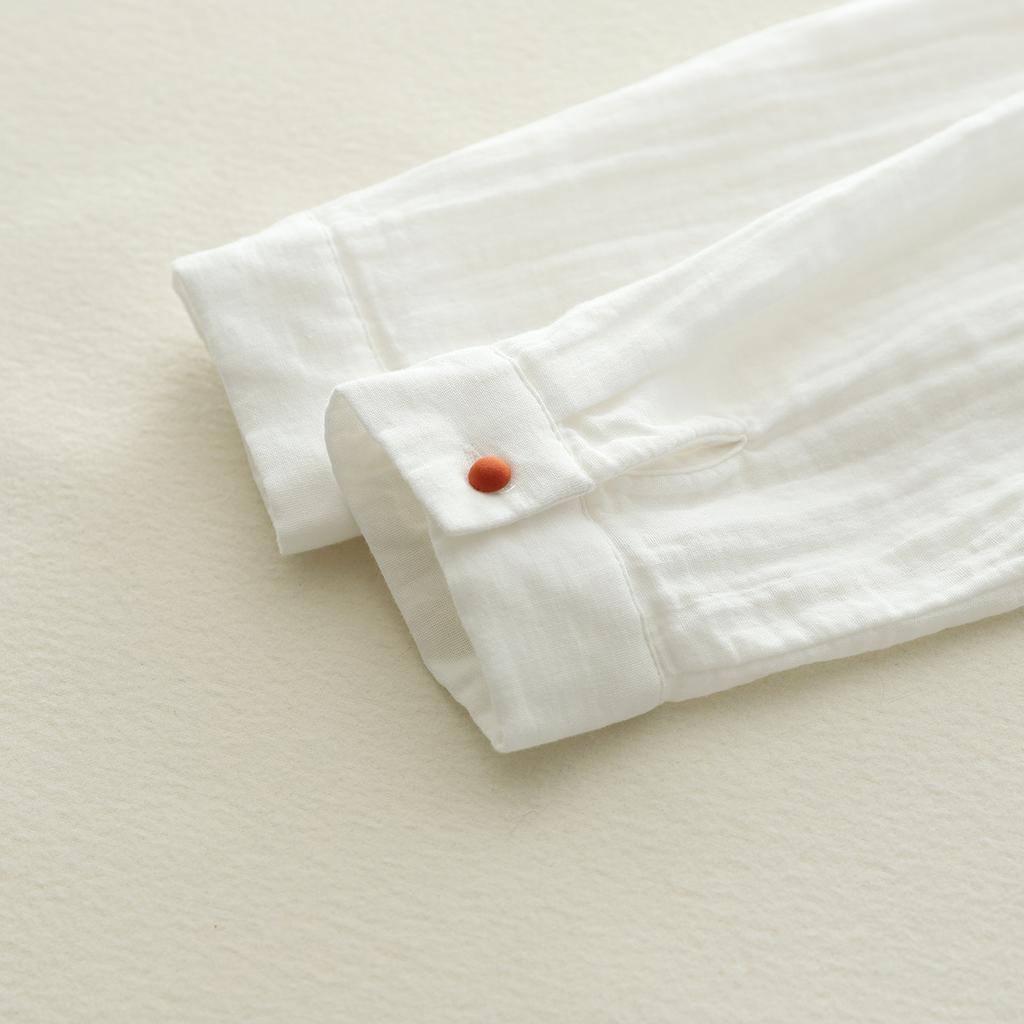 Koszule damskie białe z koronką i stójką, podwójna bawełniana przędza, bluzki z długim rękawem, kolorowe guziki, luźne bluzki damskie