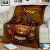 1PC Custom Name Autumn Harvest Festival Outdooor Flannel Blankets Throw Blanket All-Season Throw Gift Bedspread for Couch, Bed, Camping Holiday Birthd