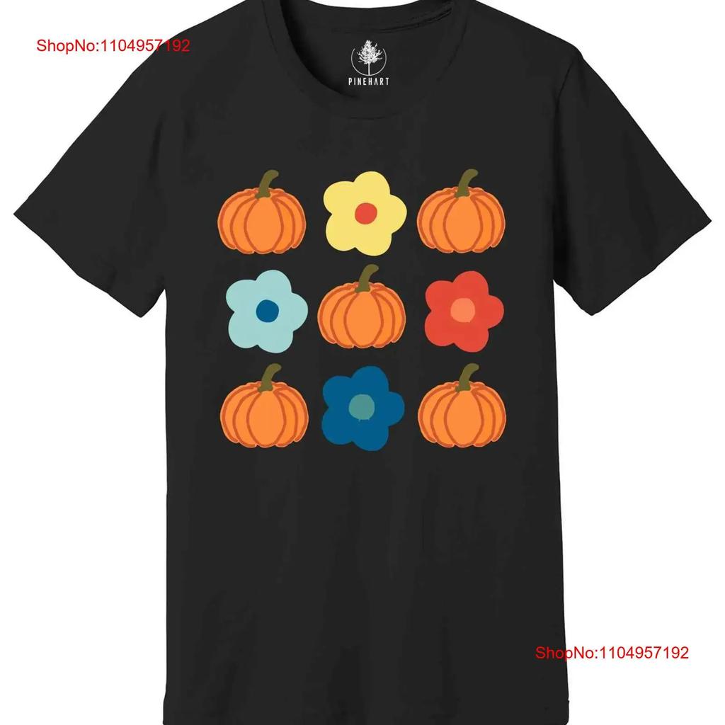 Autumn Pumpkin Flower Graphic Print T-shirt