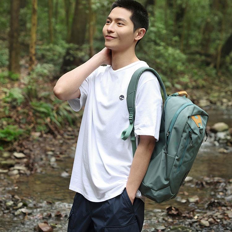 Timberland Solid Color Micro Logo Sports Casual Crew Neck Short Sleeve T-Shirt Men Tops White A6DKU-100