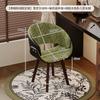 Swivel Solid Wood Vanity Stool with Backrest, Rotating Makeup Chair Comfortable Dressing Table Bench for Bedroom Home