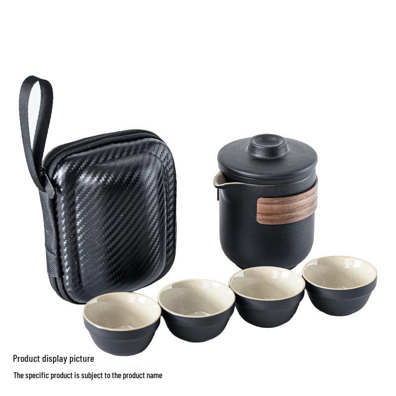 Nordic Black Pottery Portable Tea Set