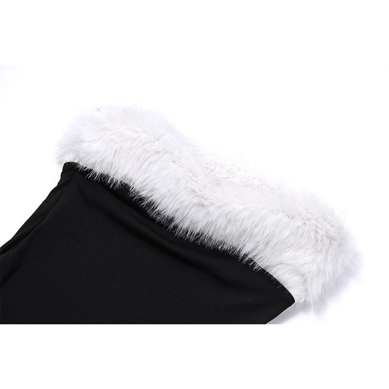 GMXIA Winter Sexy Hottie One Shoulder Hair Top Slit Dress Woman