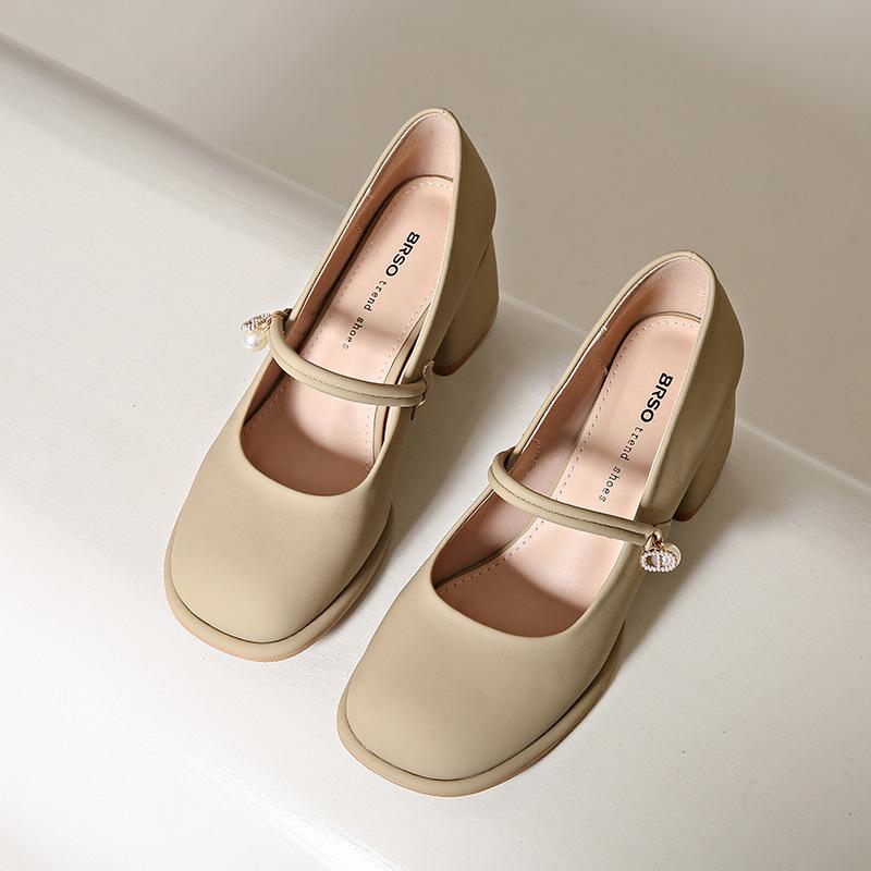 Mary Jane women's shoes 2025 new spring and autumn fashion versatile French thick heel single shoes gentle with skirt high heels