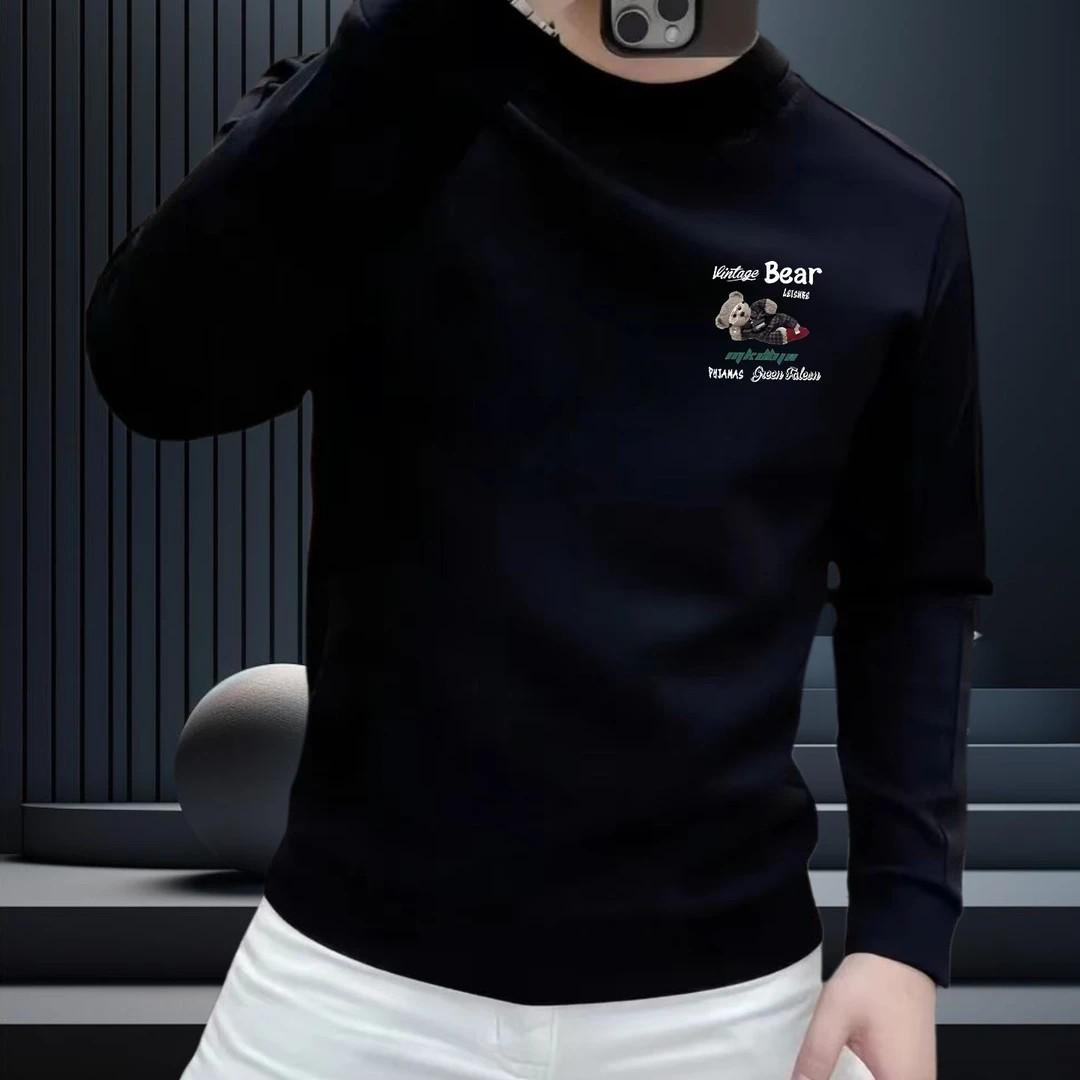 

Men s Heavyweight Autumn/Winter Hoodie - Casual Round Neck, Velvety Soft, Long Sleeve with Unique Print L