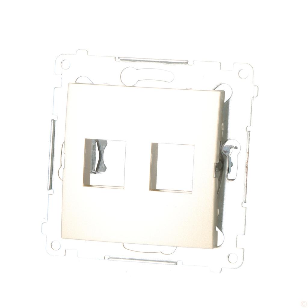Keystone Data Socket Cover, Flat, Double, Matte Gold