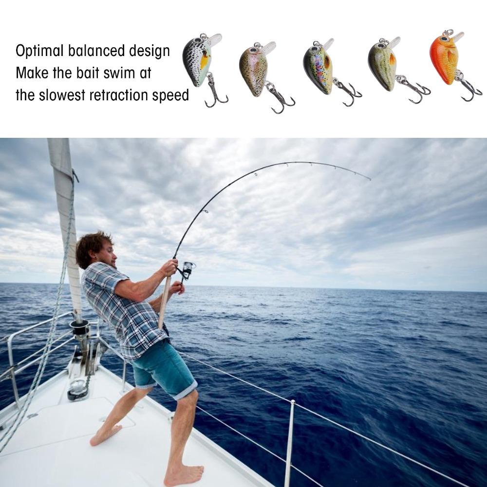 5PCS with Triple Hook Fish Crankbaits ABS Fishing Lures Durable Topwater Lures Bass Fishing