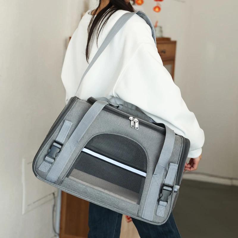 Portable Pet Carrier Bag Expandable Large Pet Bags Breathable Handheld Type Foldable Cat Outdoor Pet Travel Carrier Pet Backpack
