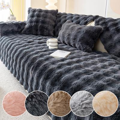 Thicken Rabbit Plush Sofa Slipcover Universal Non-slip Super Soft Sofa Towel Couch Cushion For Living Room Modern Home Decor