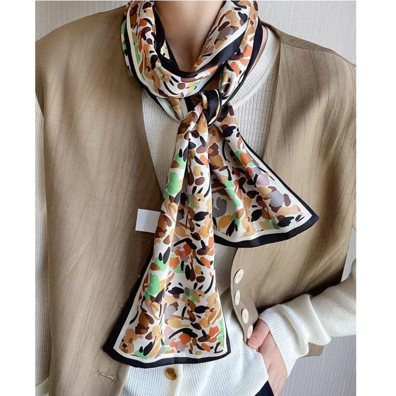 17*150cm Ribbon Silk Scarfs Female Luxury Design Hair Band Skinny Scarf Neck Ties Women Bag Scarves Neckerchief Foulard Lady