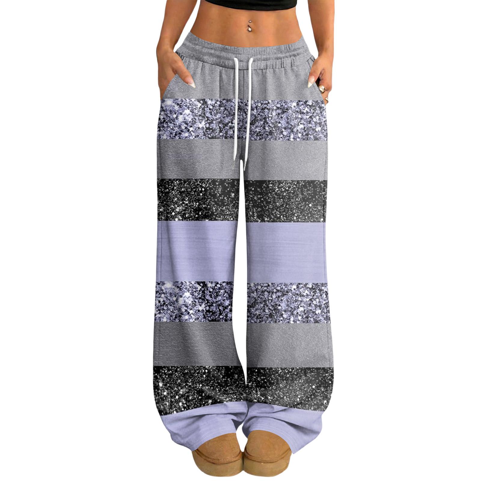 

Women s Casual And Fashionable Elastic Waist Loose Wide Leg Pants XXL фіолетовий