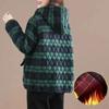 Bunda s bavlněnou výplní, Dámská bunda, Silný styl, Podzimní a zimní styl, Dámská bunda s výplní ve velkých velikostech, Kostkovaná bunda s výplní