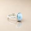 Larimar Ring 925 Sterling Silver, Natural Blue Stone Ring, Handmade Minimalist Jewelry, Ocean Inspired Gemstone Ring