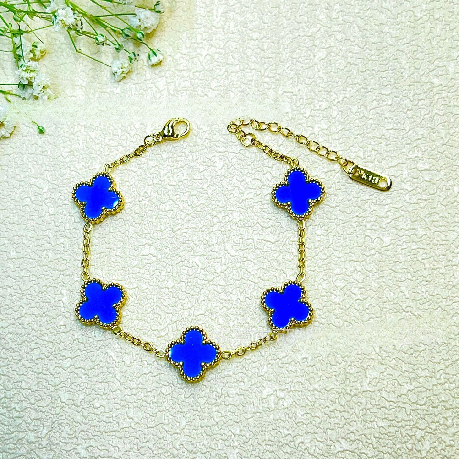 

Браслет Клевер Четырехлистный Высокое Качество 18к Двусторонний Счастливый Браслет Пятицветок Модный Новый Легкий Роскошный Браслет