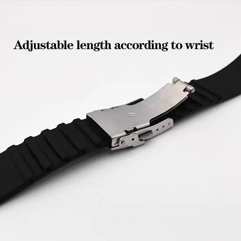 Silicone Rubber Watchband For Oris Aquis 7330 7740 Striped Watch Band Convex Strap Wristband Black Blue 22x12mm 24x11mm 24x12mm