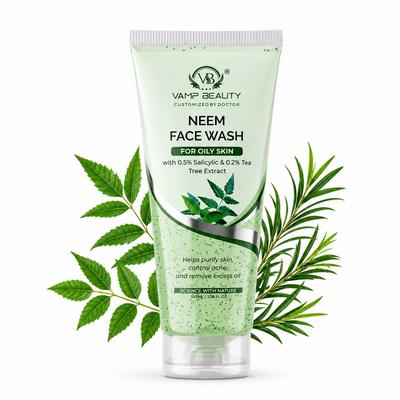Vamp Beauty Neem Face Wash for Oily & Acne-Prone Skin with Salicylic Acid & Tea Tree 100ml