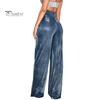 Women Trousers Wide Leg with Hot Stamping Design Glossy Pants Long Clubs Performances Zipper Closure Glitter Shiny Fabric Statement