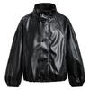 Unisex Stand Collar PU Leather Jacket Oversized Streetwear Casual Outerwear 2026