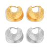 Fashionable And Versatile Personalized Ear Buckle Retro Titanium Steel Plated Real Gold Irregular Striped C-Type Non-Fading Earrings