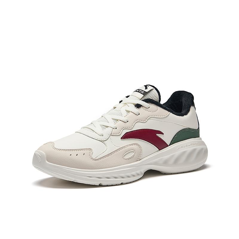 Anta Nebula Comfortable Fleece Non-Slip Warm Low-Top Short Distance Running Shoes Men sneaker White Gray 912445571-10