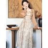 2025 Retro High-End Floral Print Fake Two-Piece Dress - Unique & Stylish Women's Niche Long Dress