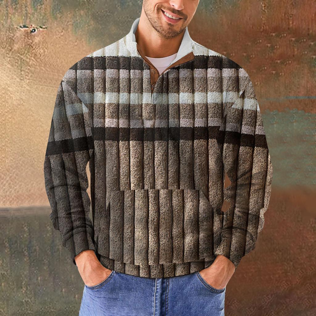 Męska bluza retro casual z nadrukiem gradientowym