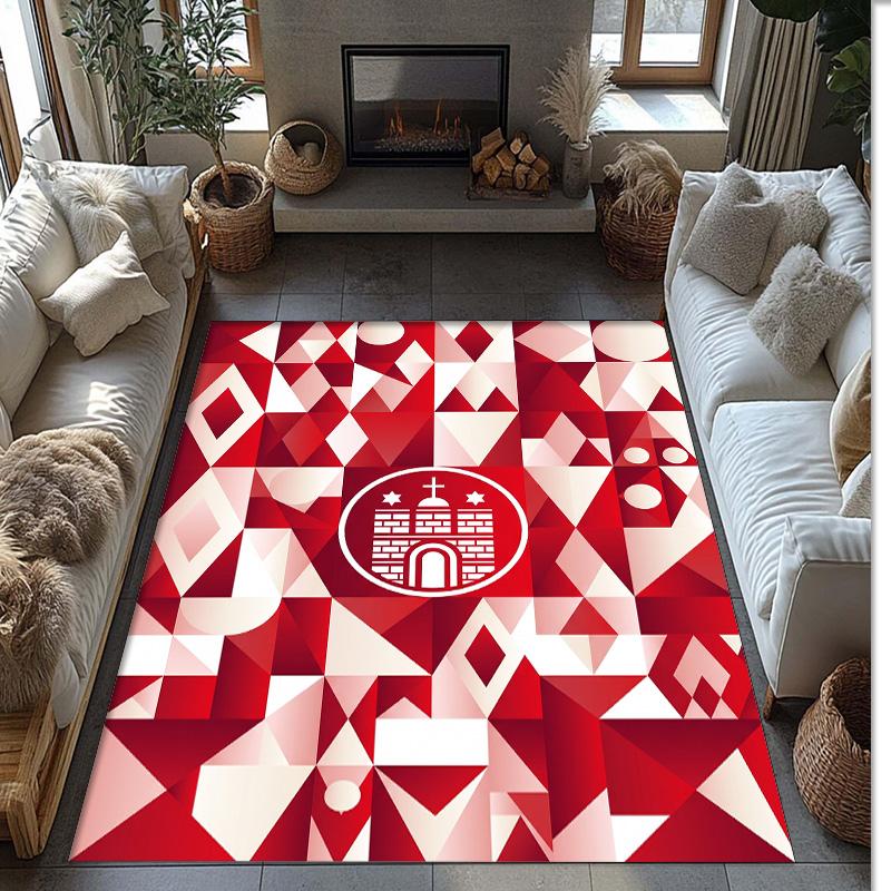 FC St. Pauli Football Print Crystal Velvet Rug, Comfortable Water Absorbent Non Slip Indoor Floor Carpet