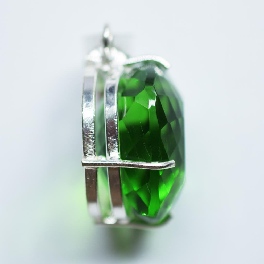 Green Topaz Pendant Natural Cushion 925 Sterling Silver 110.20 Ct Gems CERTIFIED My-347-k