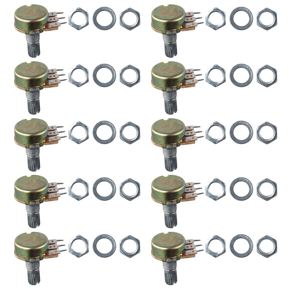 B500 500 Ohm 3 Terminals Single Linear Rotary Taper Potentiometer