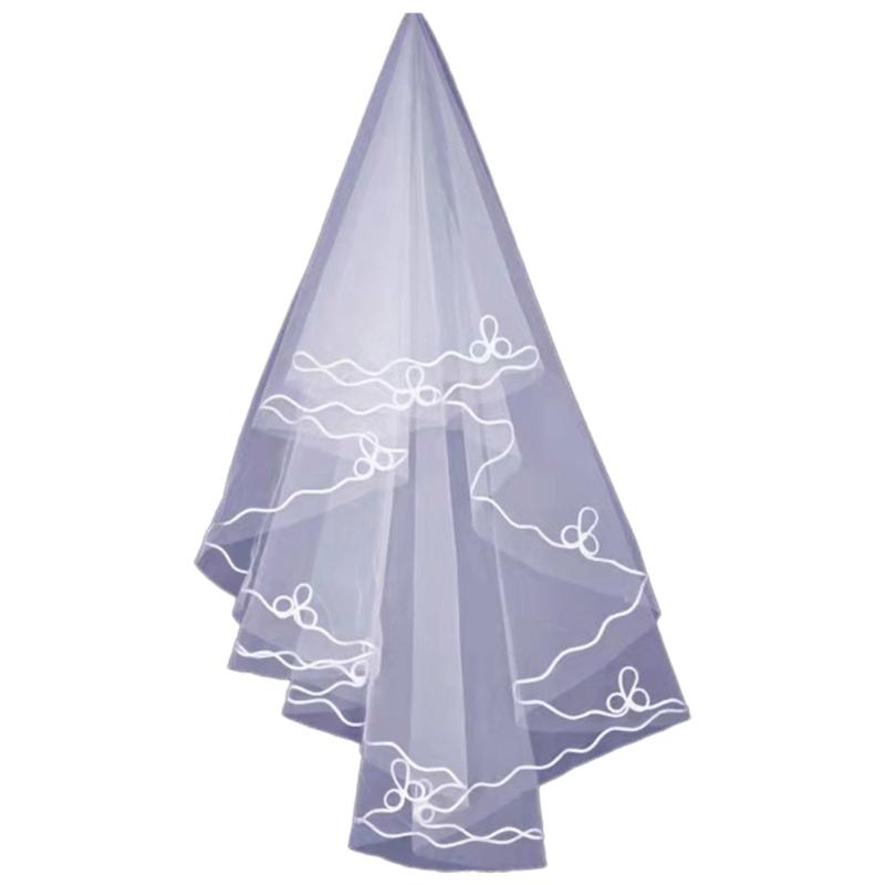 Wedding Tulle White Beige Black Red Bridal Veils Elegant Women Accessories Long Women Veil for Marriage Registration